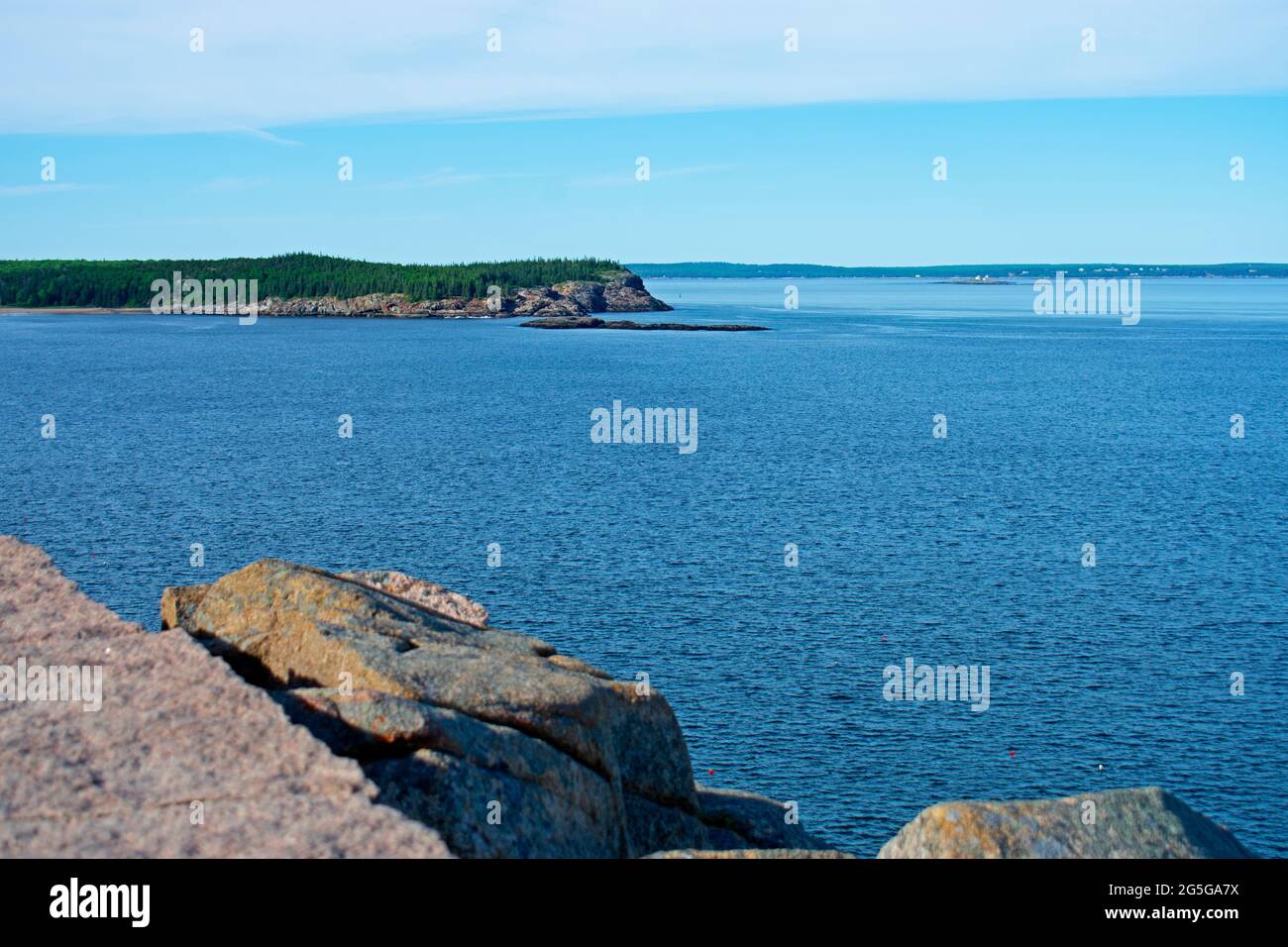 Beautiful scenery of coastal Maine with a blue ocean and sunny skies -09 Stock Photo