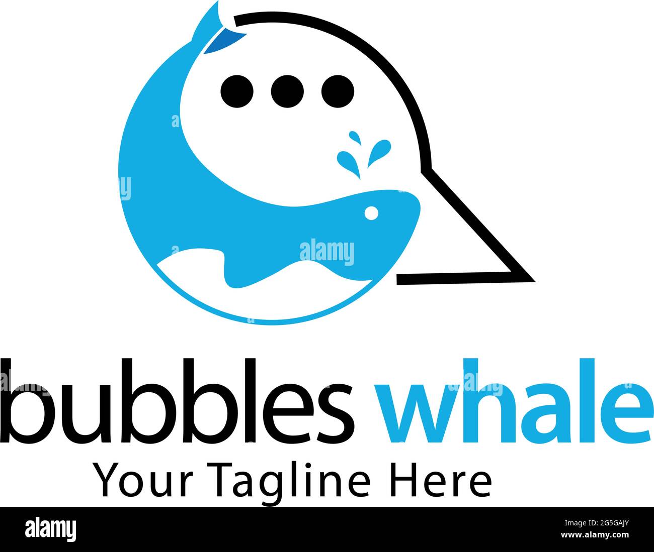 Whale bubbles stock logo template, flat design Stock Vector