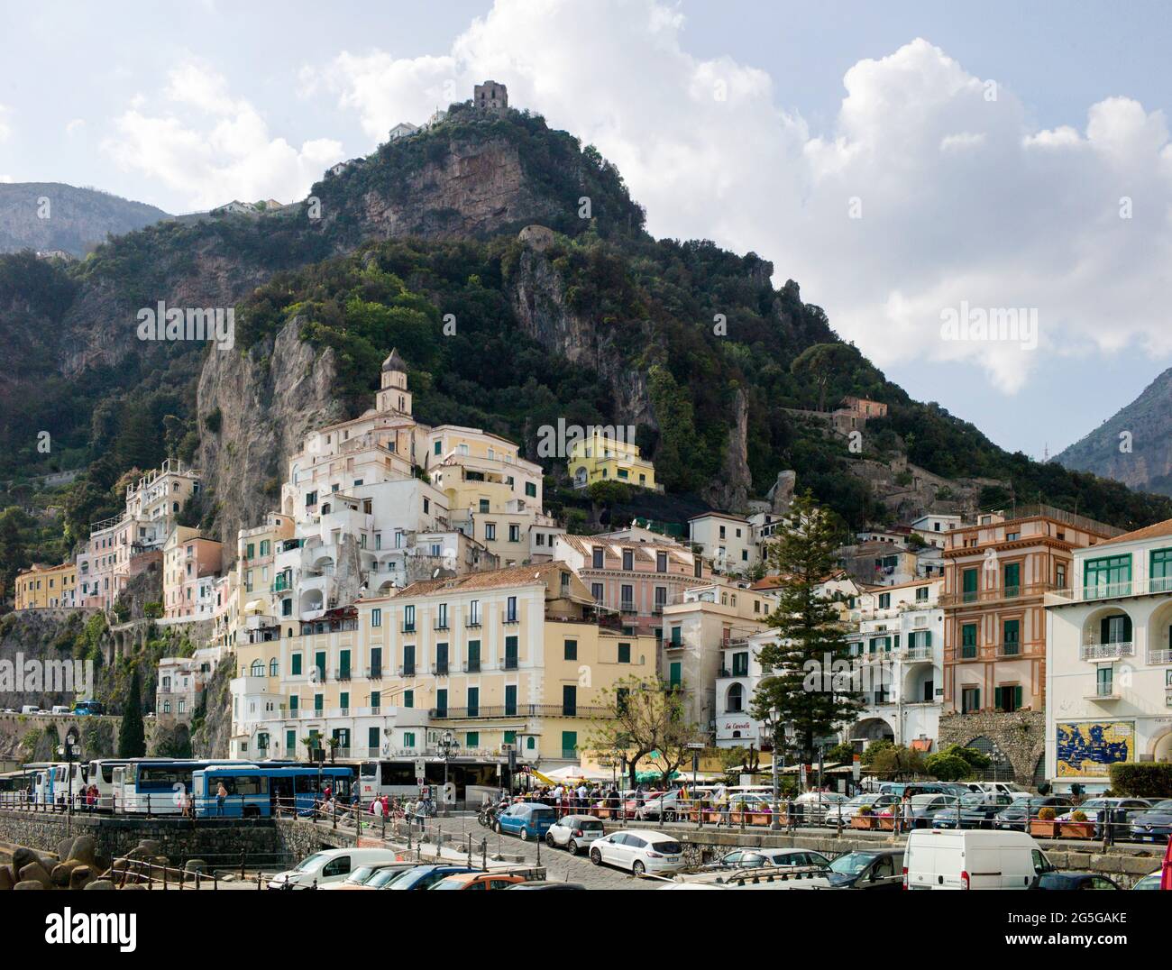 AMALFI, ITALY - APRIL 19 2018 : View of Amalfi. Stock Photo