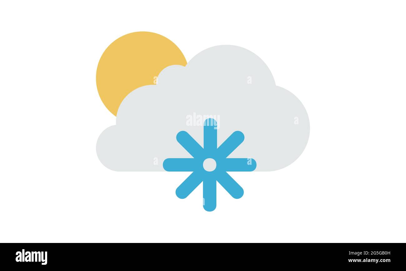 Snow cloud and sun flat icon isolated weather vector image Stock Vector