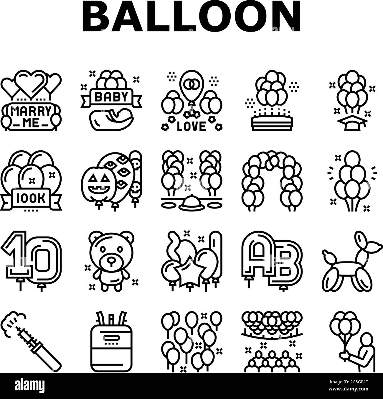 Balloon Decoration Collection Icons Set Vector Stock Vector Image & Art ...