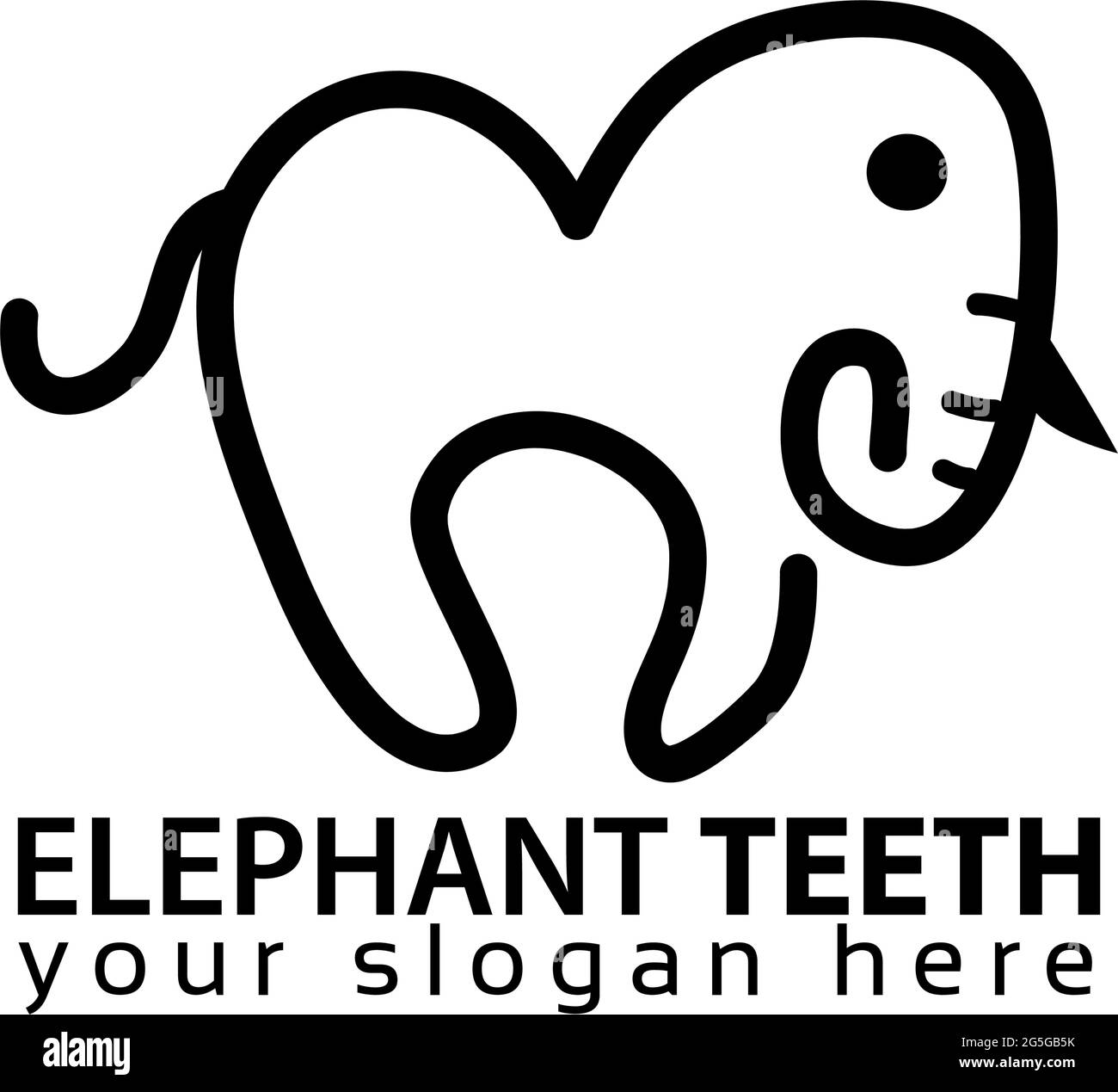 Elephant teeth logo stock logo template, flat design, line elephant