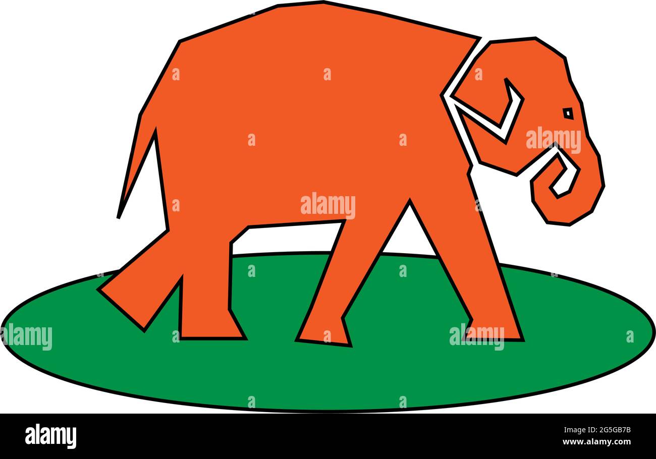 Elephant icon stock logo template, flat design. Elephant cartoon Stock Vector