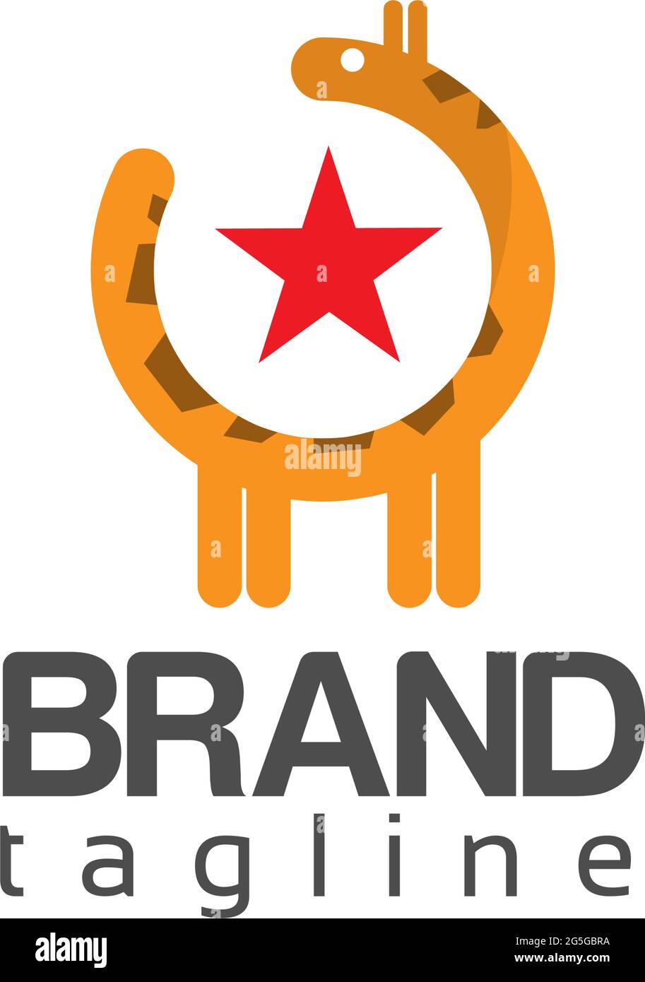 Circle giraffe logo. flat design. cute giraffe. Vector Illustration on white background Stock Vector