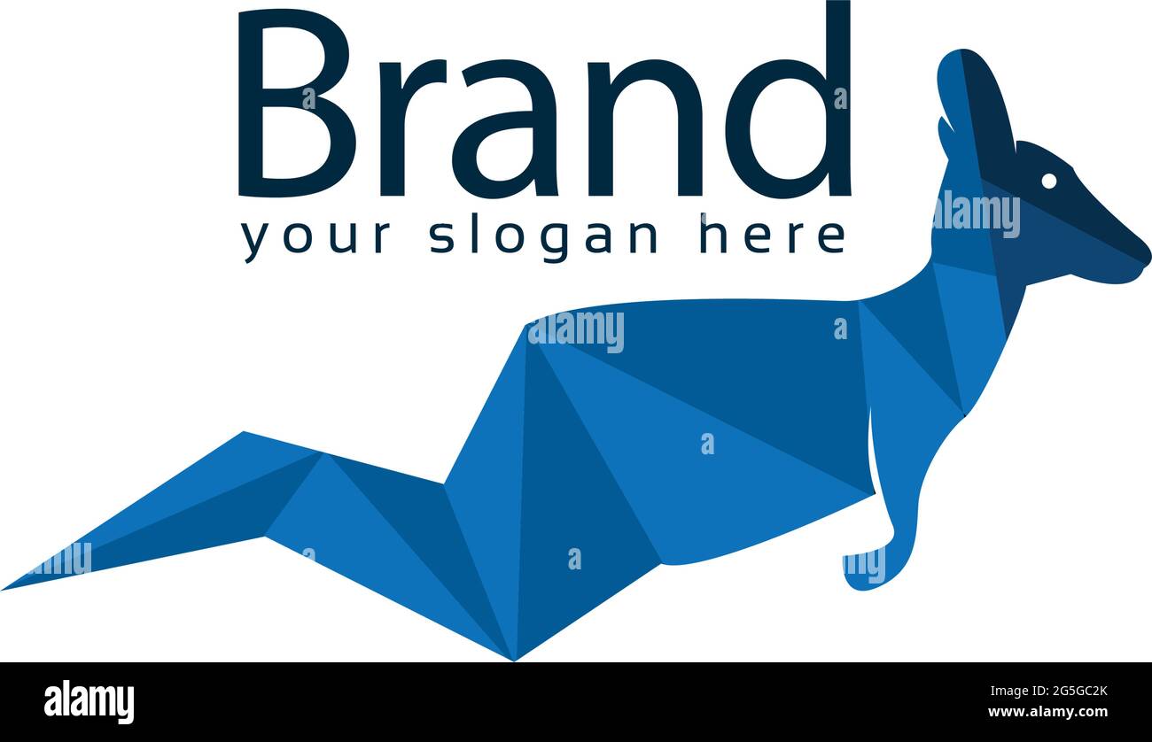 Fly kangaroo logo, flat design. Vector Illustration on white background ...