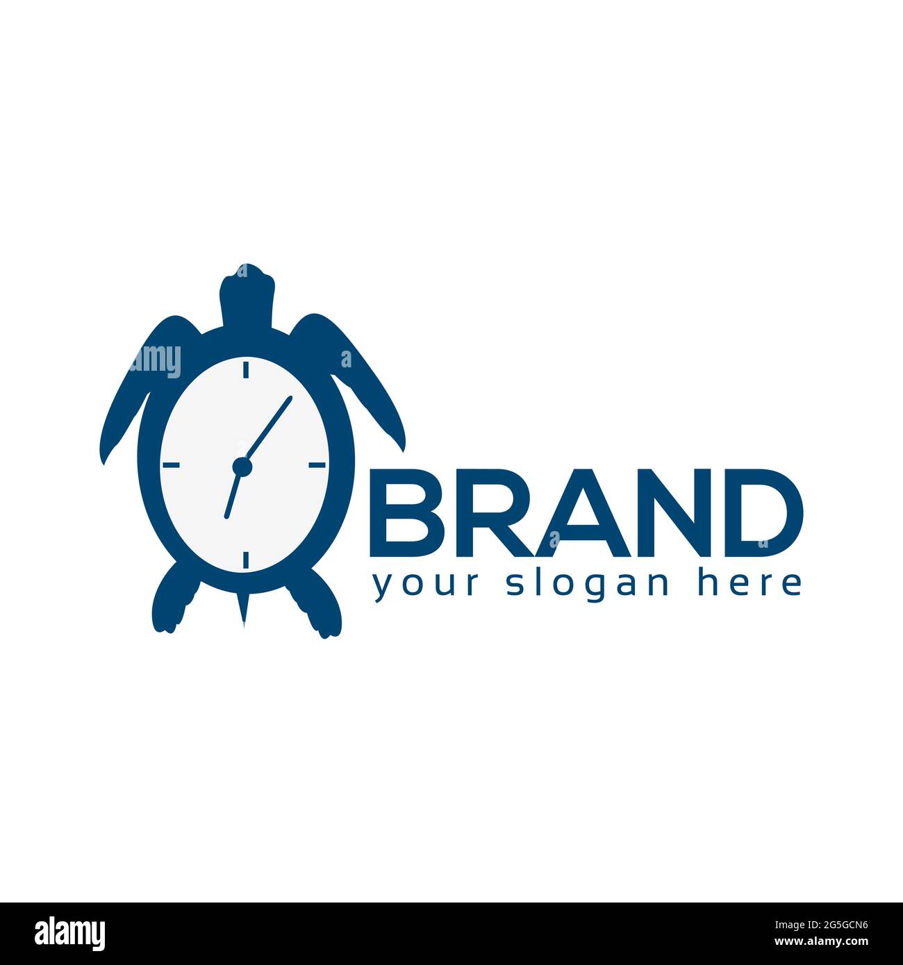 Turtle hours Logo, flat design. Vector Illustration on white background. Stock Vector