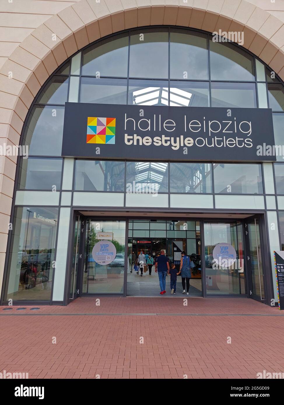 halle leipzig the style outlets entrance Stock Photo