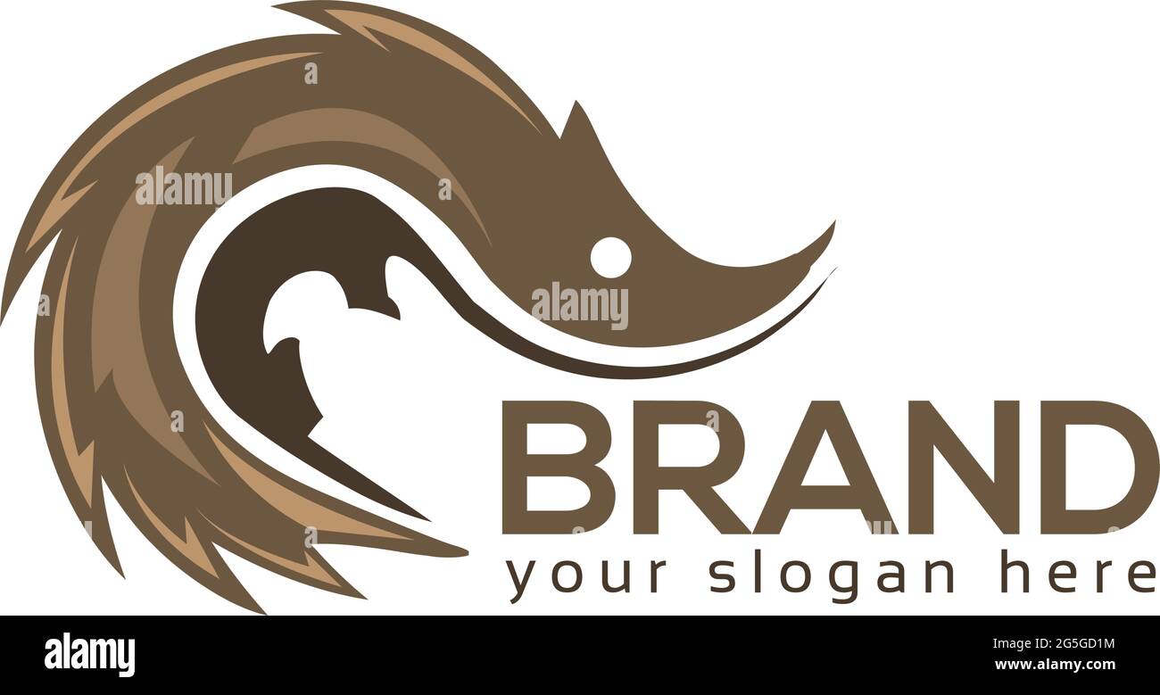 Hedgehog logo template, flat design Stock Vector