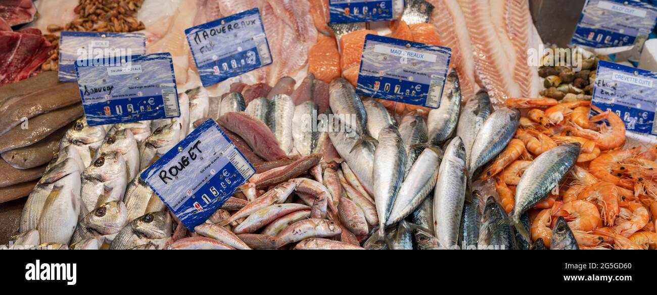 fish shop in France, Europe Stock Photo Alamy