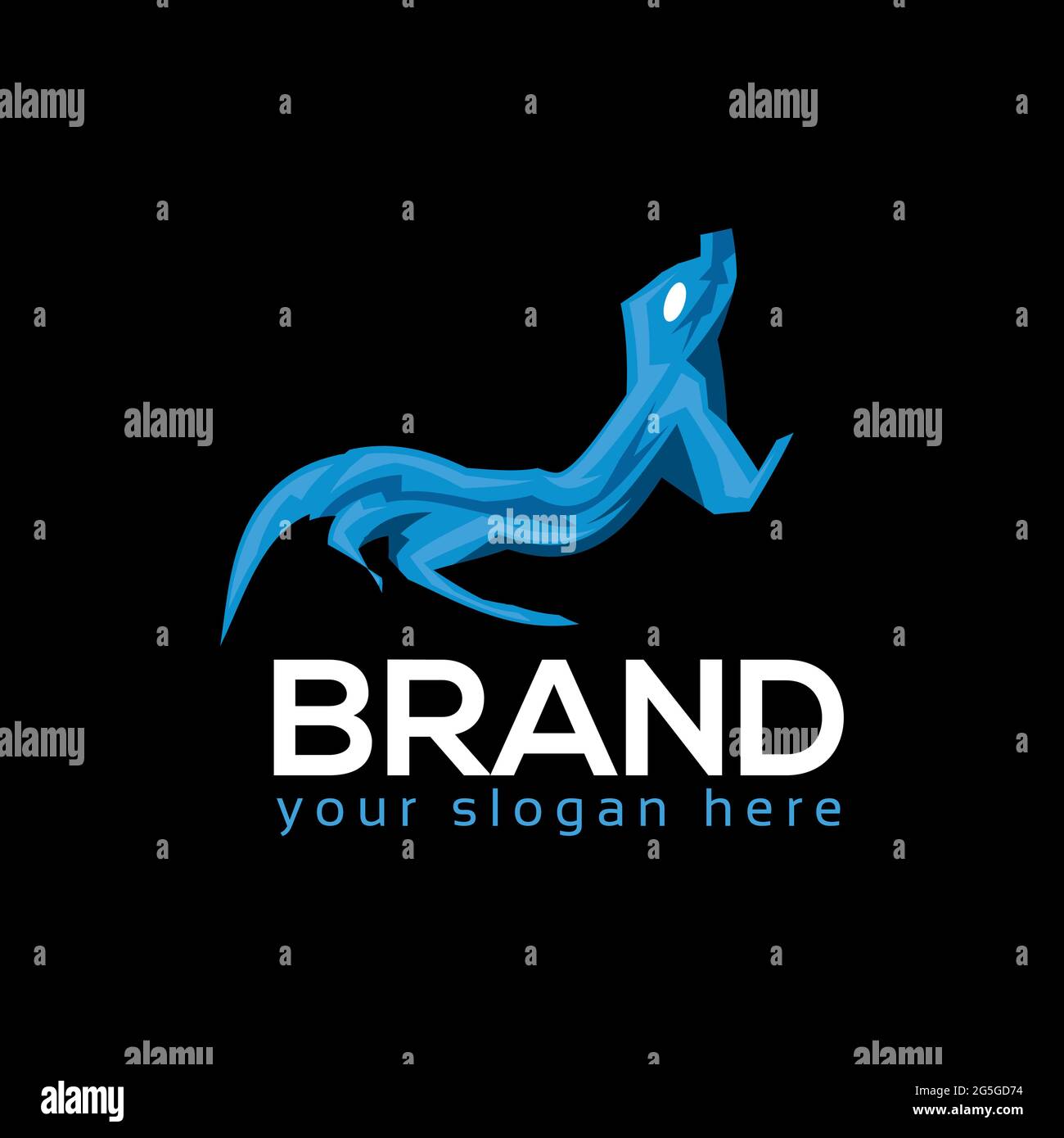 Lizard logo template. Vector illustration on black background. Stock Vector