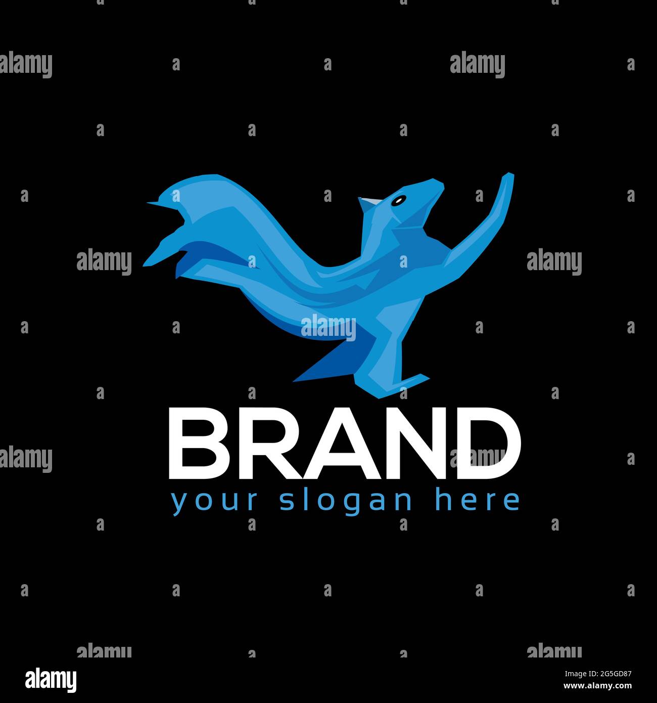 Squirrel logo template. Vector illustration on black background. Stock Vector