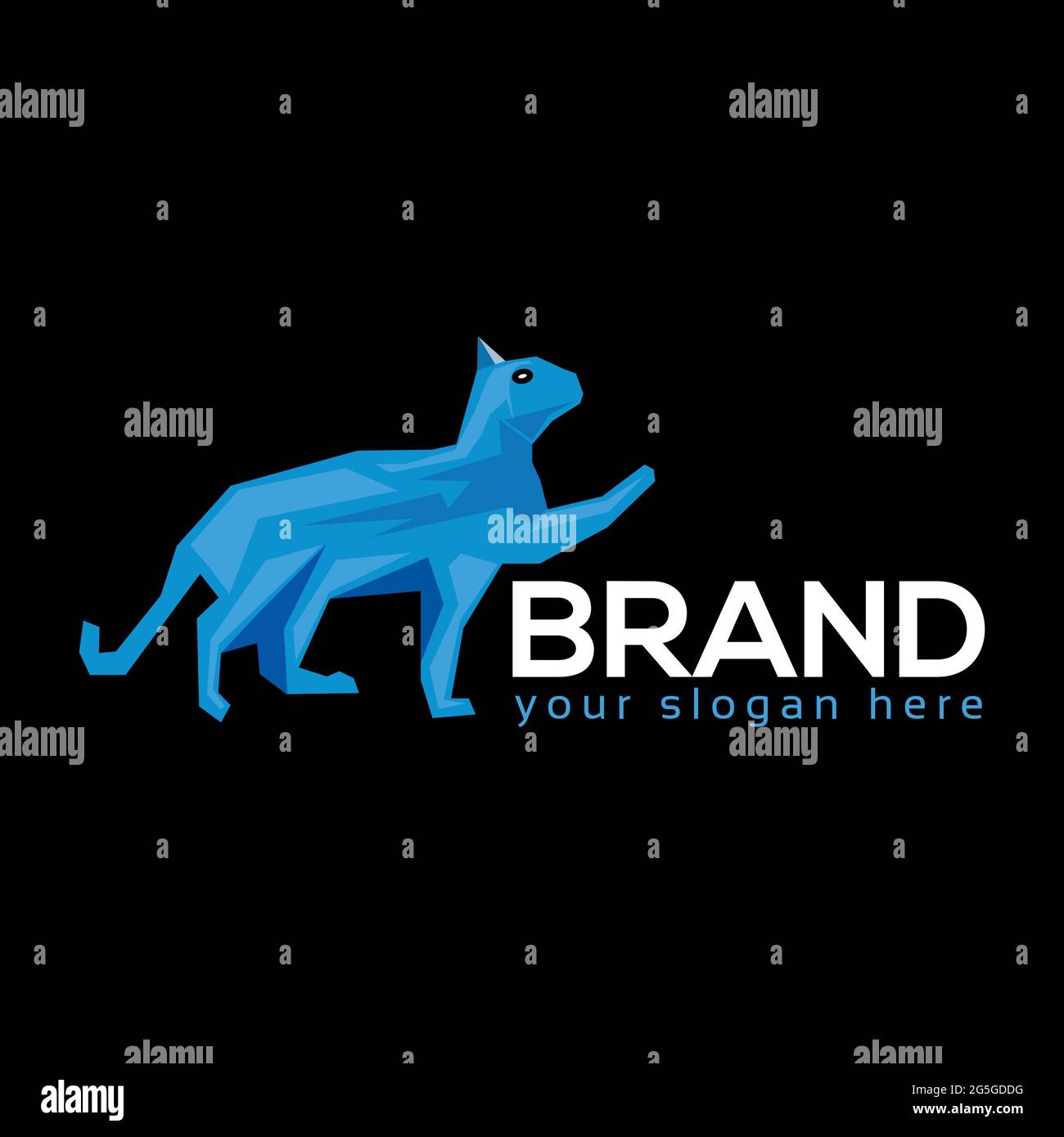 Cat logo template. Vector illustration on black background. Stock Vector