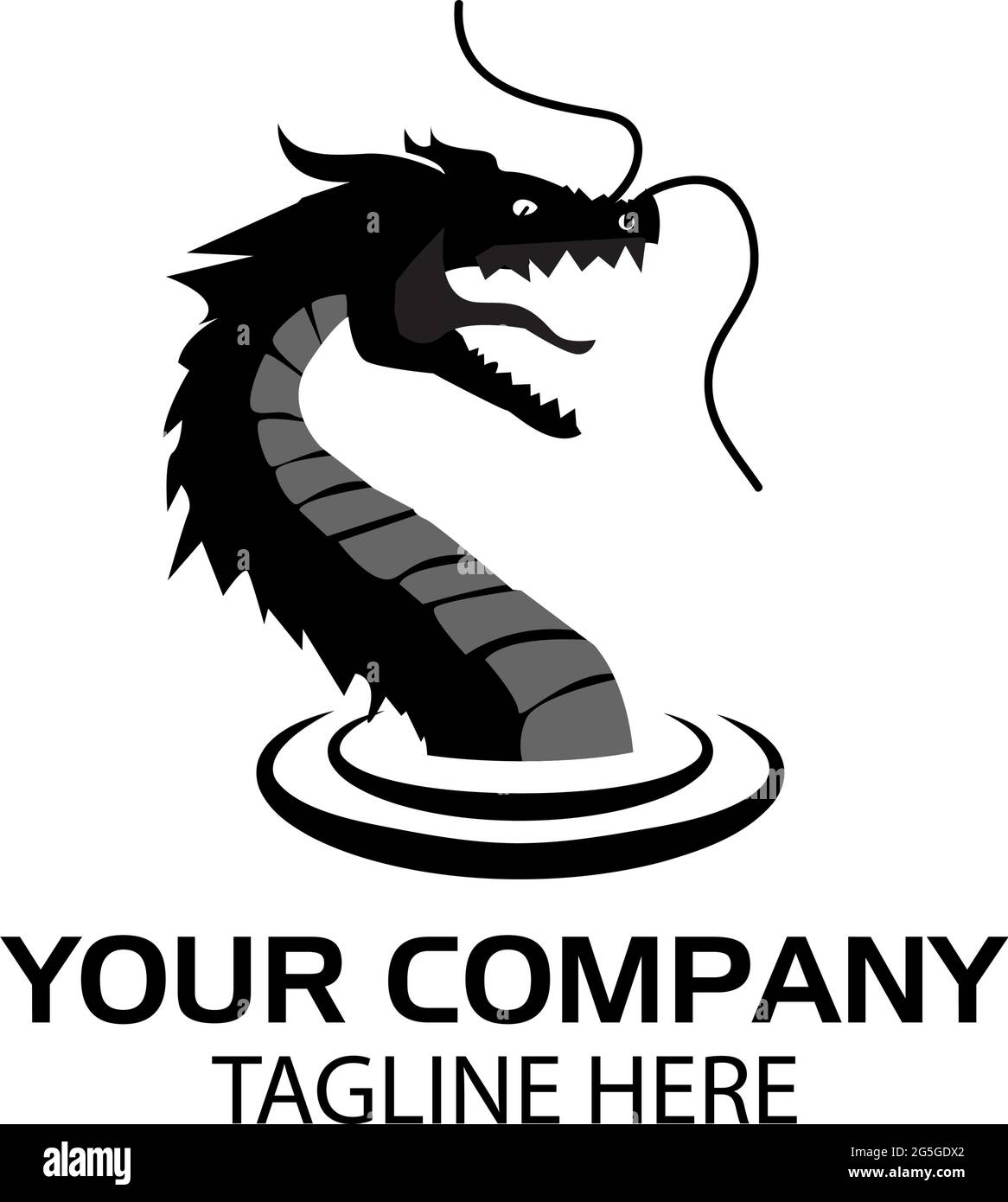 Water dragon logo, flat design. Vector Illustration on white background