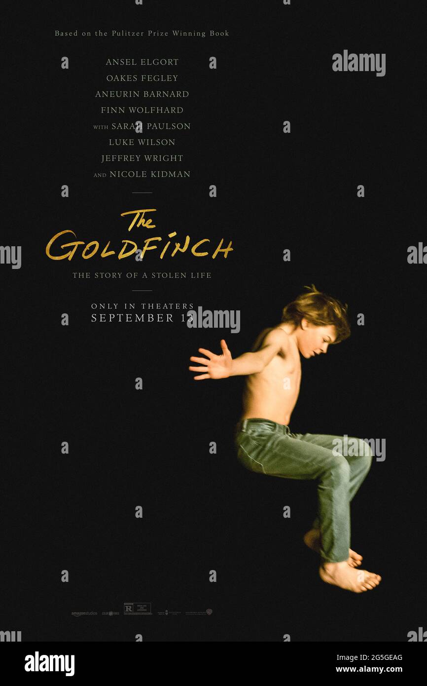 The Goldfinch (2019) directed by John Crowley and starring Oakes Fegley, Ansel Elgort and Nicole Kidman. Adaptation of Donna Tartt's novel about a boy who steals a painting in the aftermath of a bombing at the Metropolitan Museum of Art that kills his mother. Stock Photo