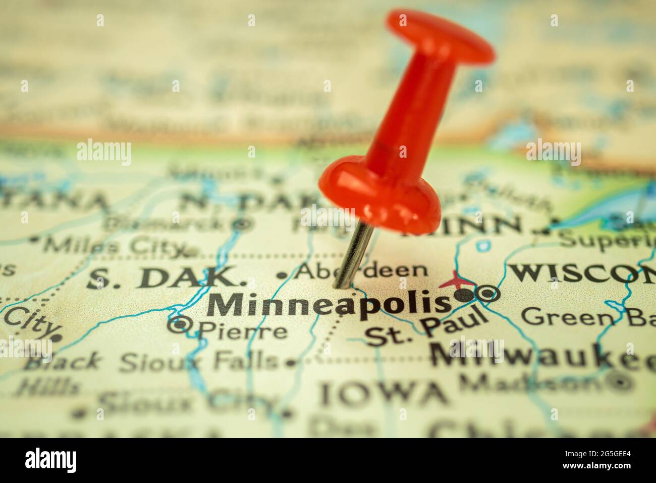 Location Minneapolis state map - Location Minneapolis State Map With Red Push Pin Pointing Close Up Usa United States Of America 2G5GEE4