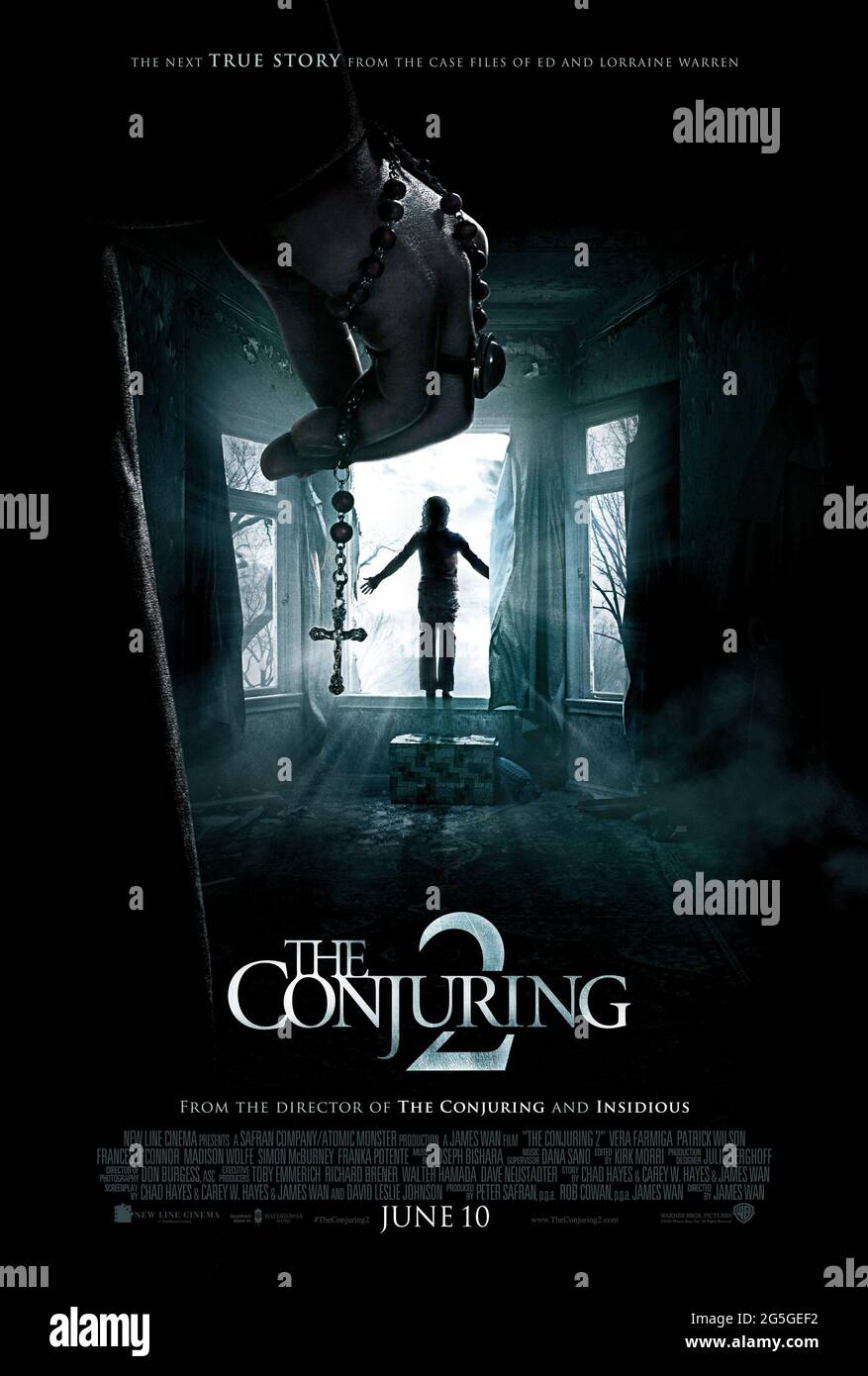 The Conjuring 2 (2016) directed by James Wan and starring Patrick Wilson, Vera Farmiga and Madison Wolfe. Paranormal investigators Ed and Lorraine Warren travel to London to help a single mother raising four children alone in a house plagued by a supernatural spirit. Stock Photo
