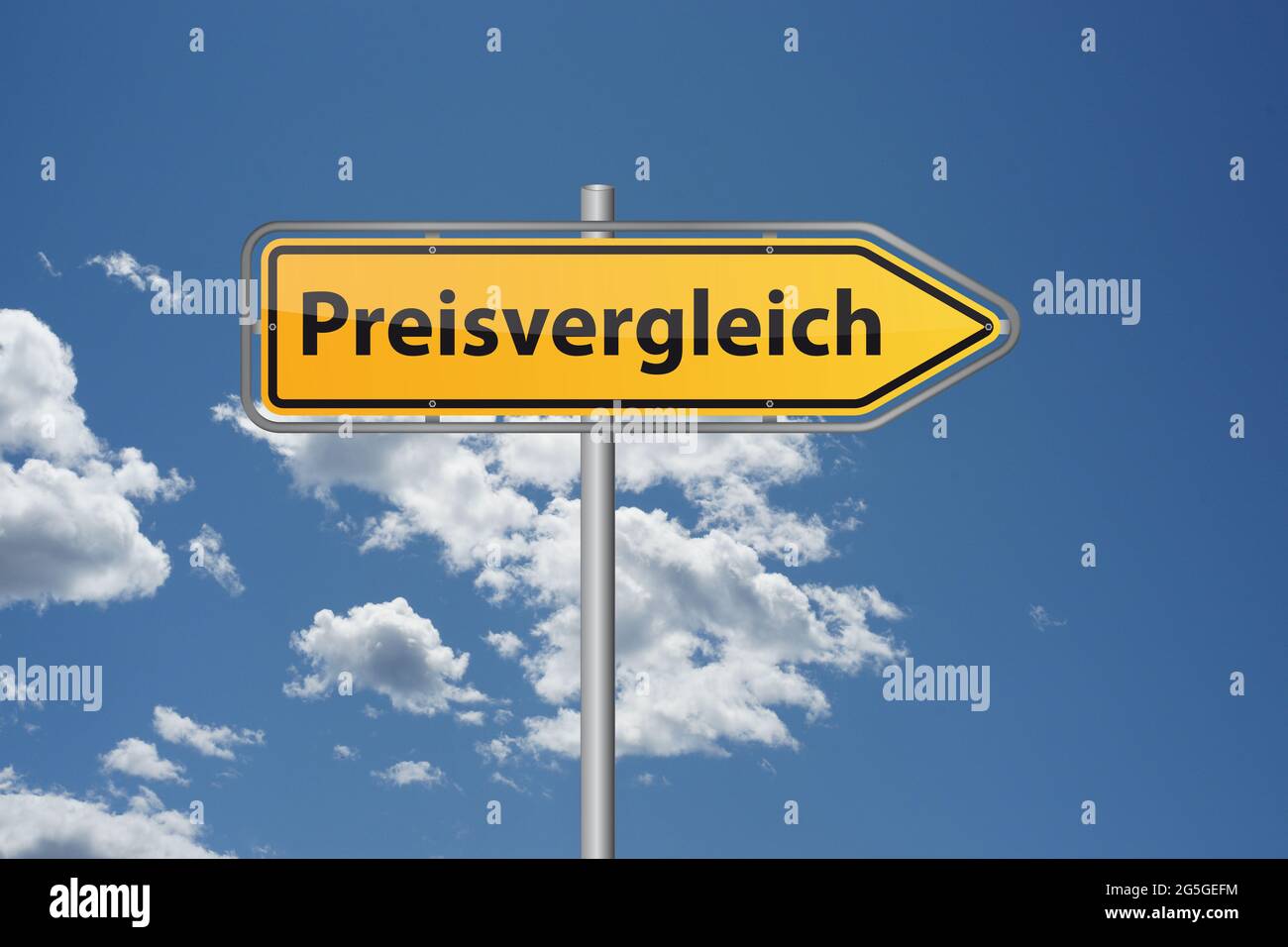 Signpost arrow with German word price comparison  Stock Photo