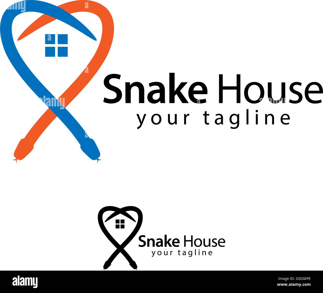 House Snake logo template, flat design. abstract house Stock Vector