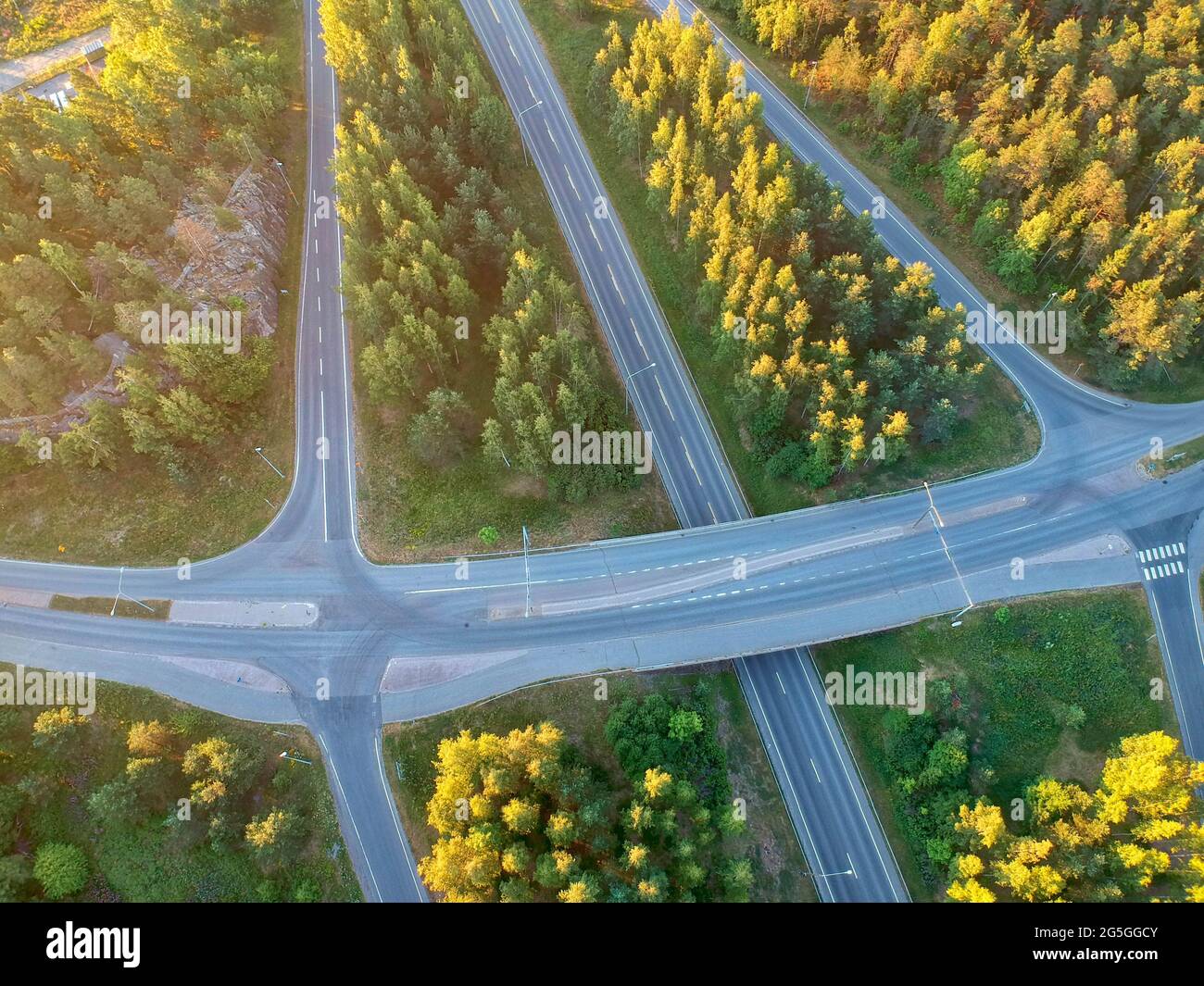 Above the intersection at the sunrise. Stock Photo