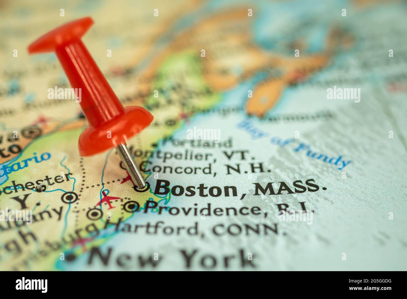 Location Boston City In Massachusetts Map With Red Push Pin Pointing Location Boston City In Massachusetts Map With Red Push Pin Pointing Close Up Usa United States Of America 2G5GGDG