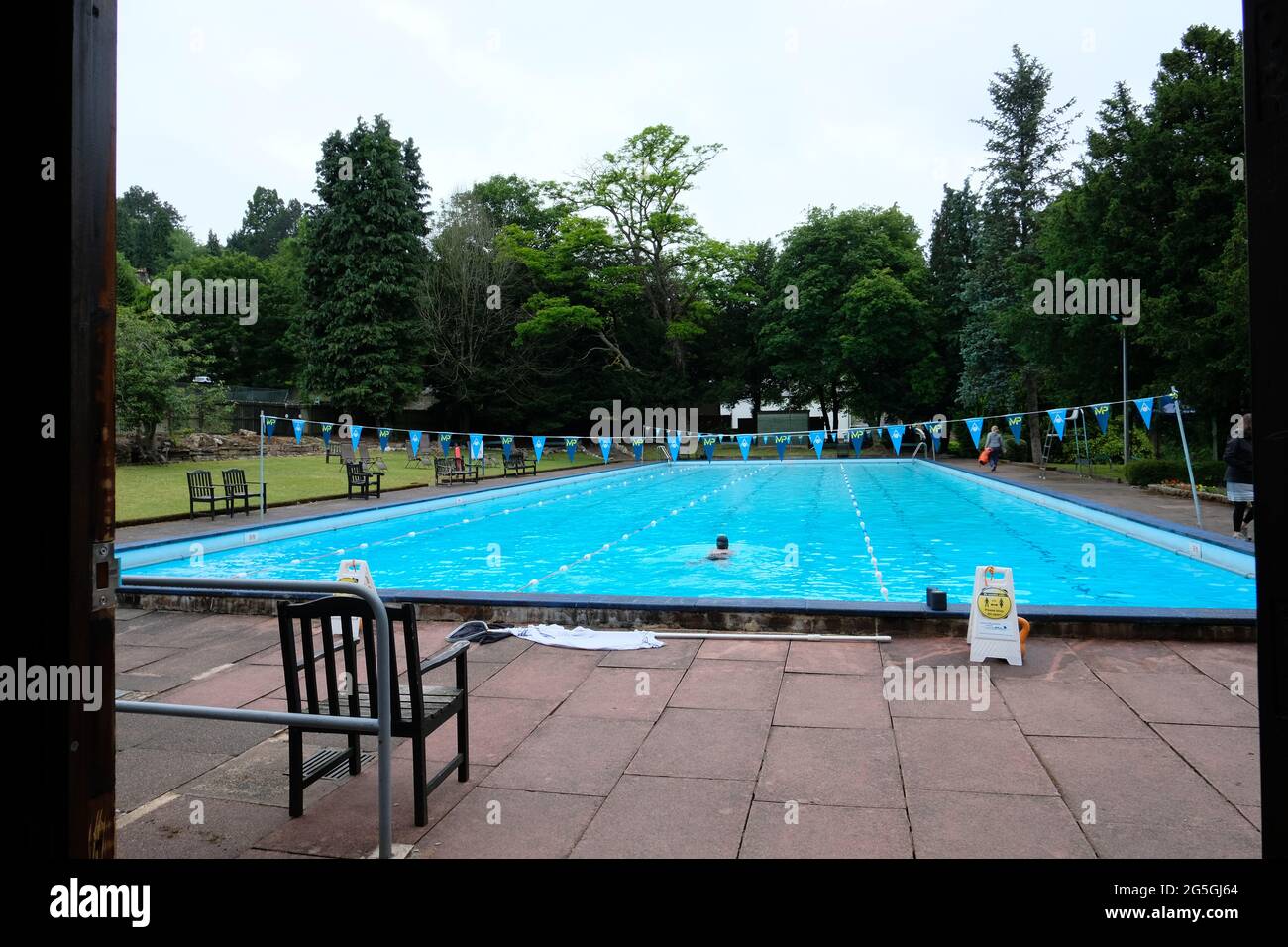 Lido at the New Bath Hotel, Matlock Bath, Derbyshire. It is naturally