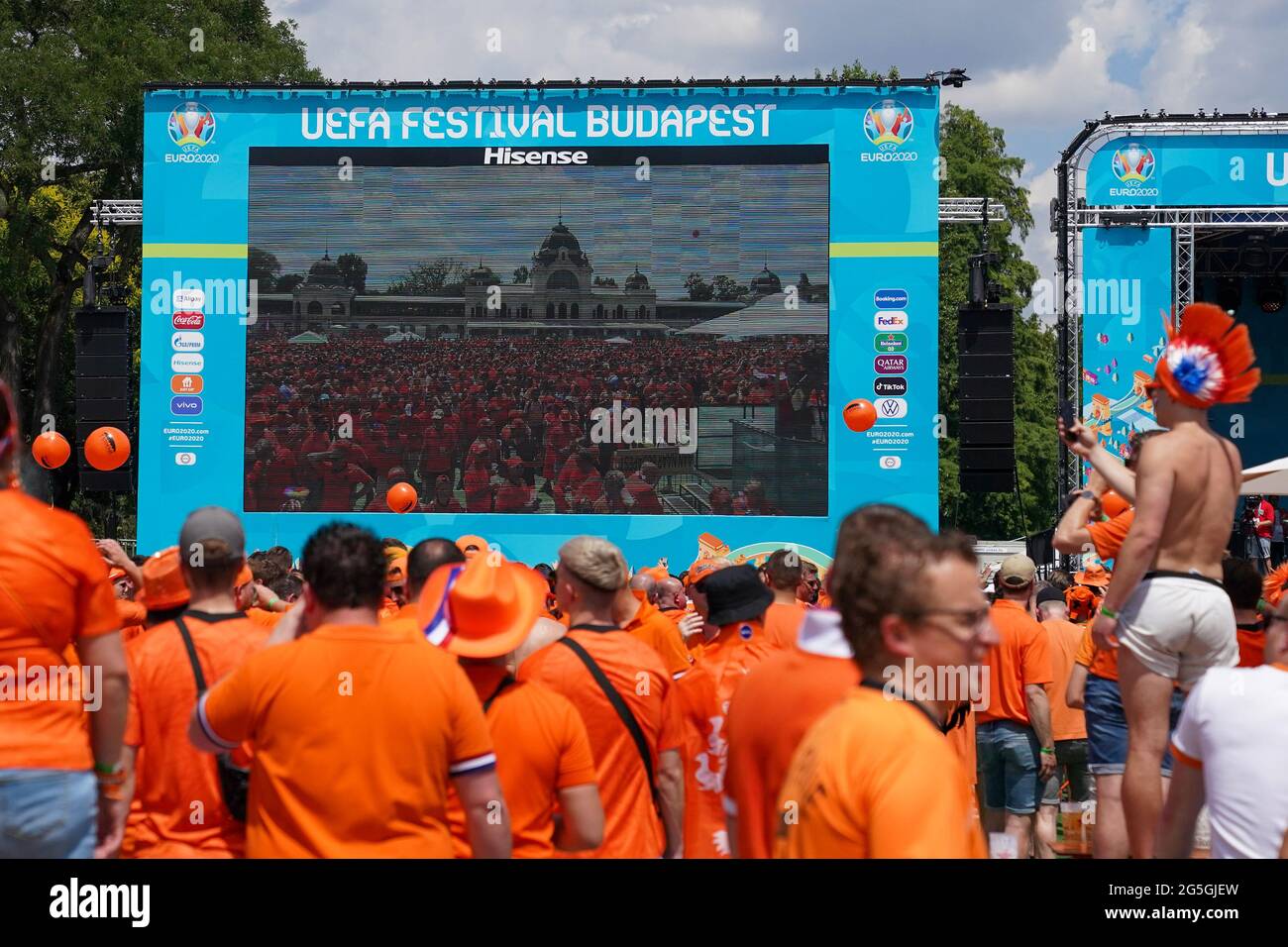 BUDAPEST, HUNGARY JUNE 27 Dutch fans at the dutch fanzone, also