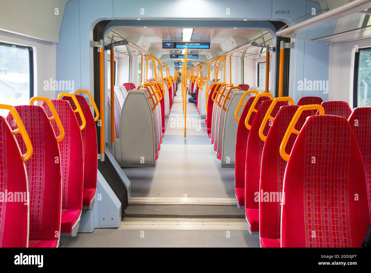 Carriage on South West Train, Clapham Junction Railway Station, Battersea, London Borough of Wandsworth, Greater London, England, United Kingdom Stock Photo
