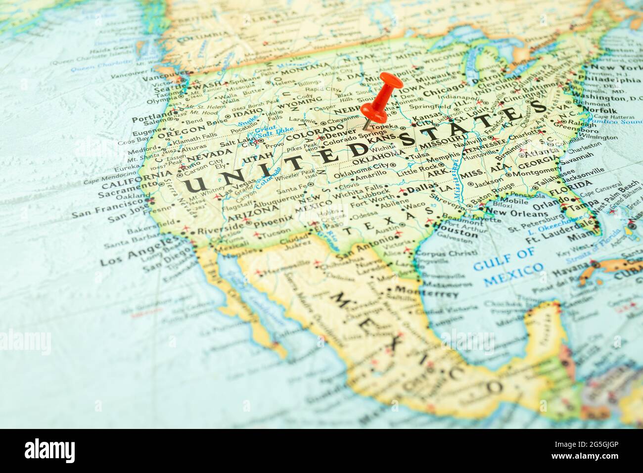 Location USA, United States of America, map with red push pin pointing ...
