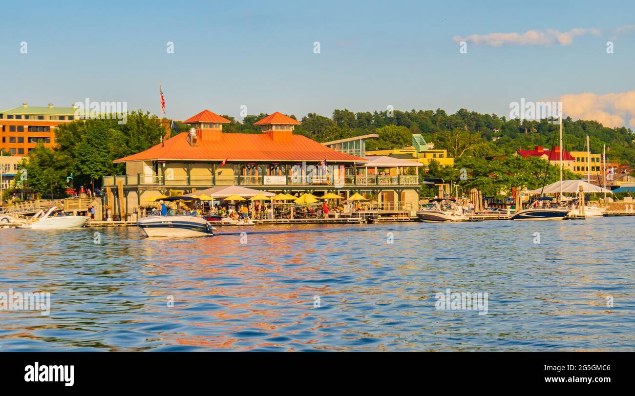 Burlington Community Boathouse on Lake Champlain waterfront Stock Photo