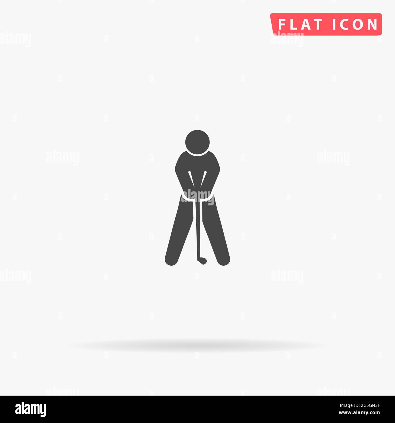 Golfer Silhouette, Golf Player flat vector icon. Hand drawn style design illustrations. Stock Vector