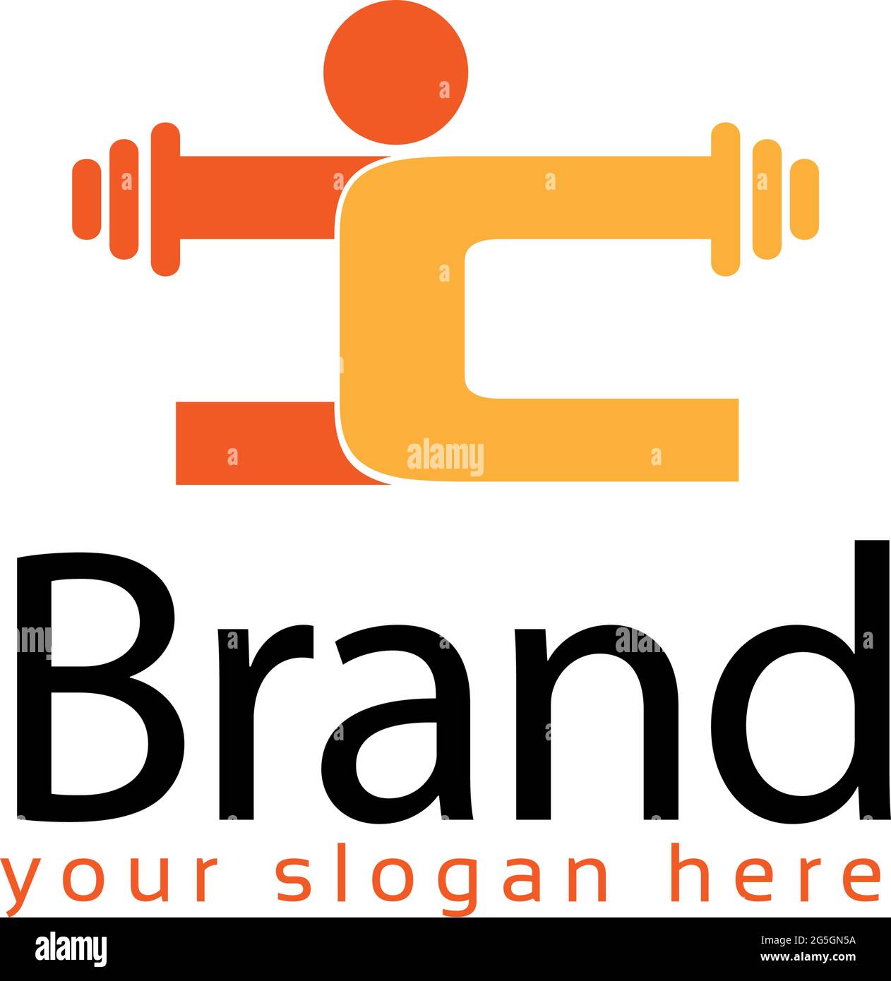 Weightlifter c stock logo template, flat designs. Stock Vector
