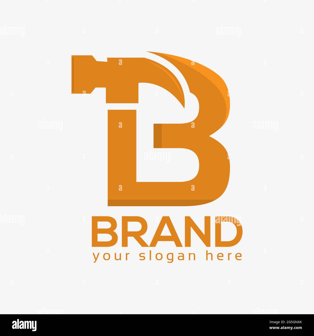 Letter B Hammer Logo. Flat design. Vector Illustration on white background Stock Vector