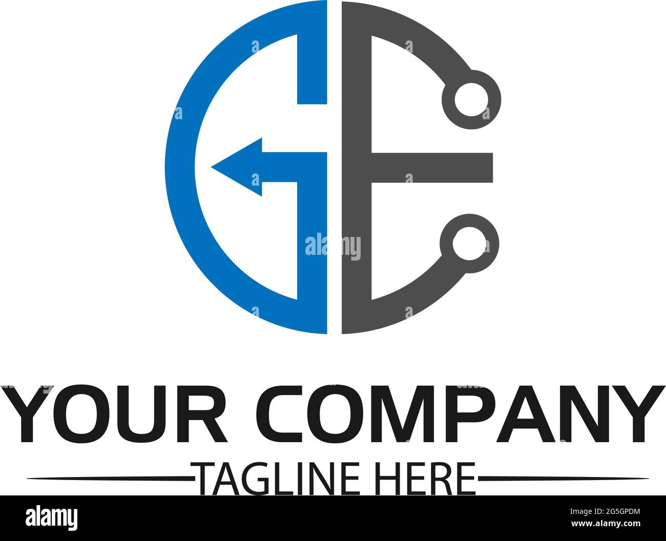 Letter GE, Logo Letter GE and chain. logo formed by chain Stock Vector