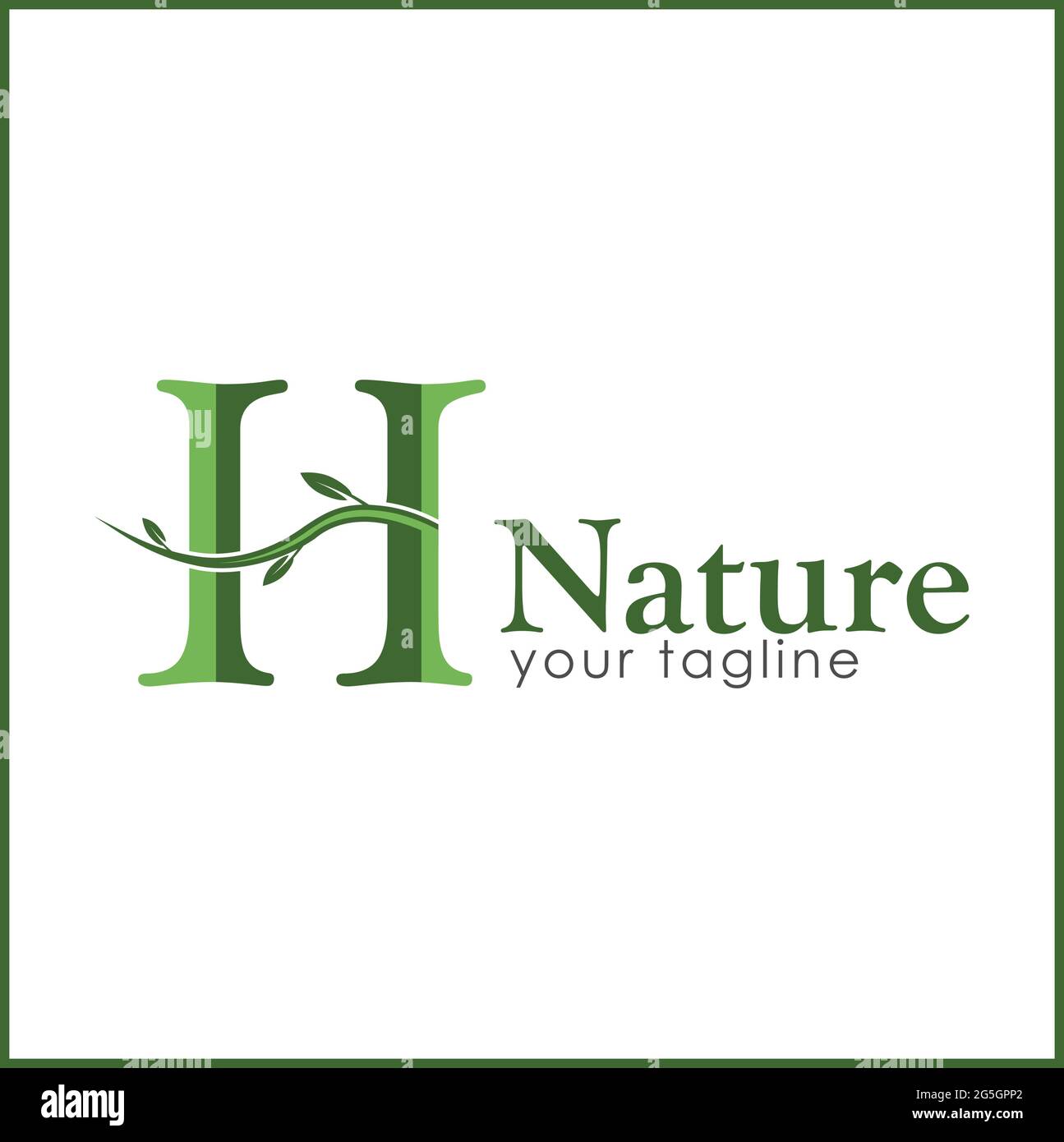 Letter h with green leaf on white background. Logo Design Template ...