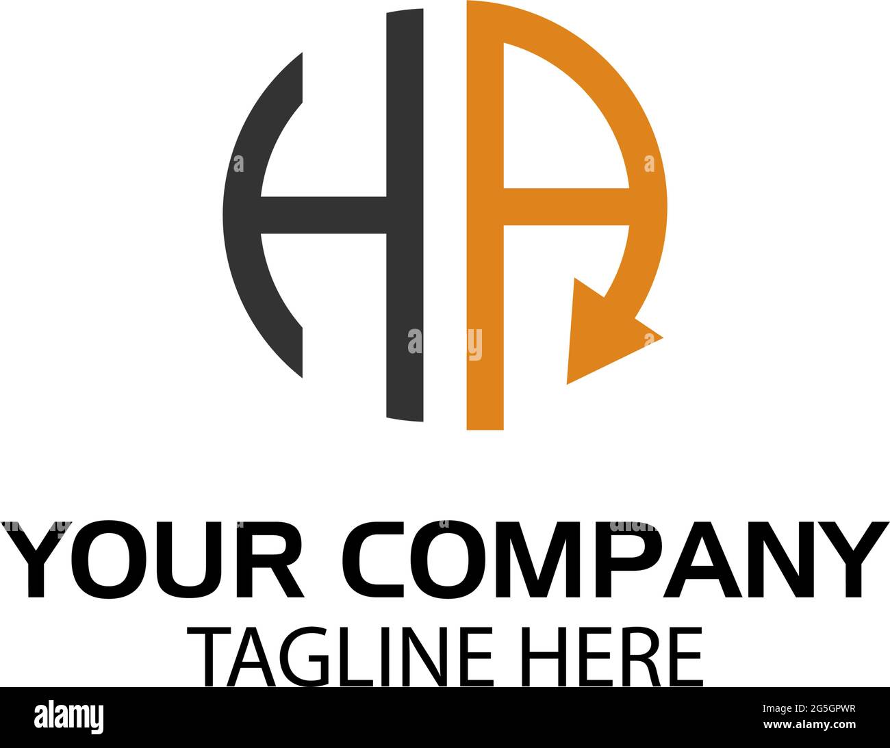 Letter HA logo with arrow, HA initial, flat design. technology logo. Stock Vector