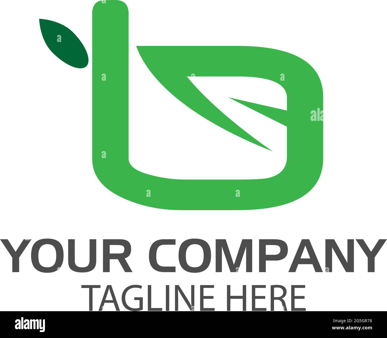 Letter b with green leaf on white background. Logo Design Template ...