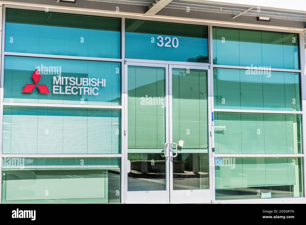Sep 26, 2020 Mountain View / CA / USA - Mitsubishi Electric HQ in Silicon Valley; Mitsubishi Electric Corporation is a Japanese multinational electron Stock Photo