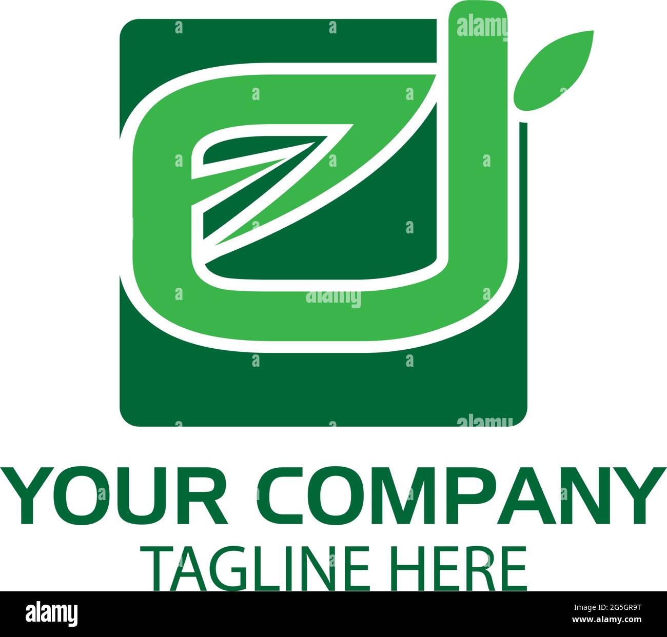 Letter e with green leaf on white background. Logo Design Template ...