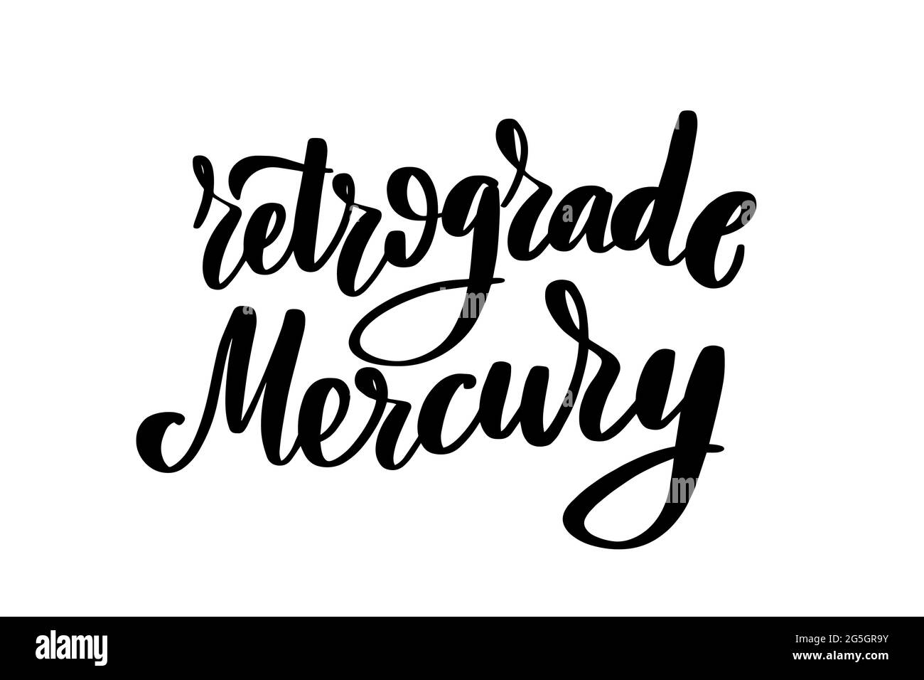 Retrograde Mercury lettering Handwritten stock typography Vector Stock Vector