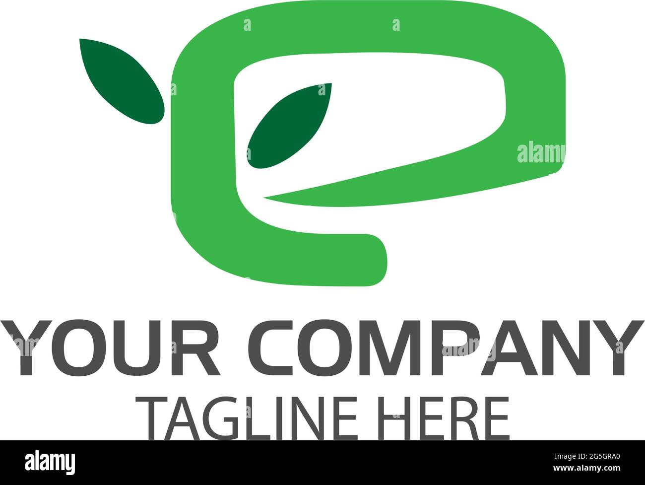 Letter e with green leaf on white background. Logo Design Template ...