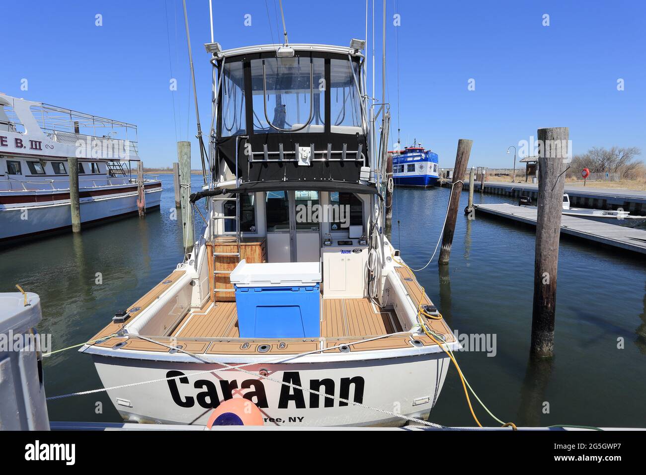 Charter fishing boats Captree State Park Long Island New York Stock Photo