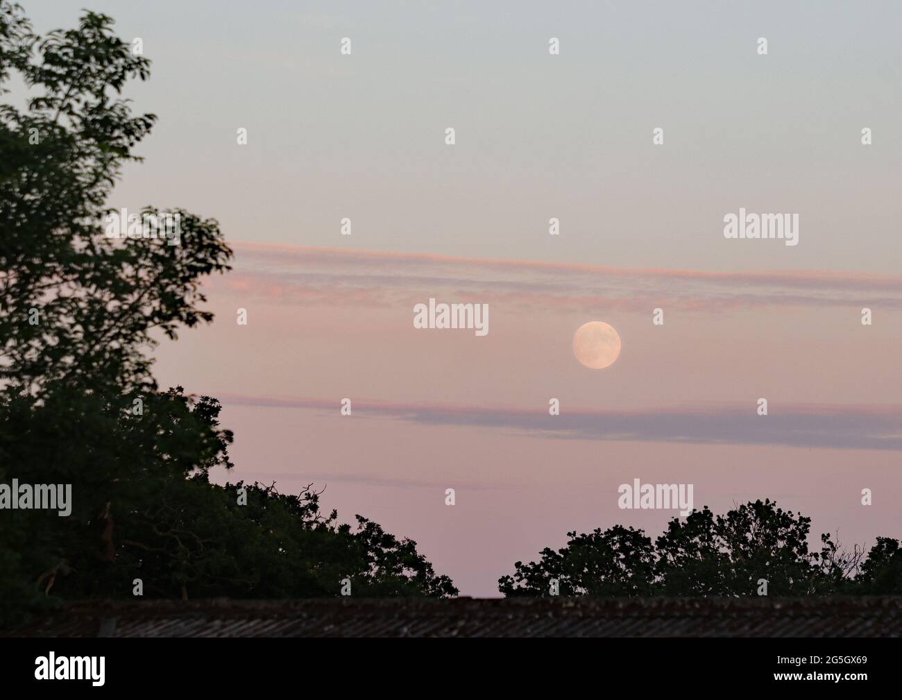 Full moon seen in the UK in June 2021. Stock Photo