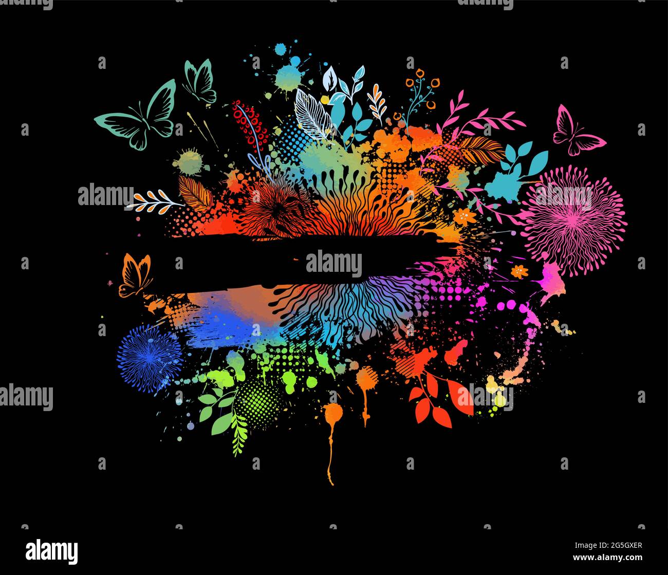 Multicolored floral abstraction with blots. Vector illustration Stock Vector