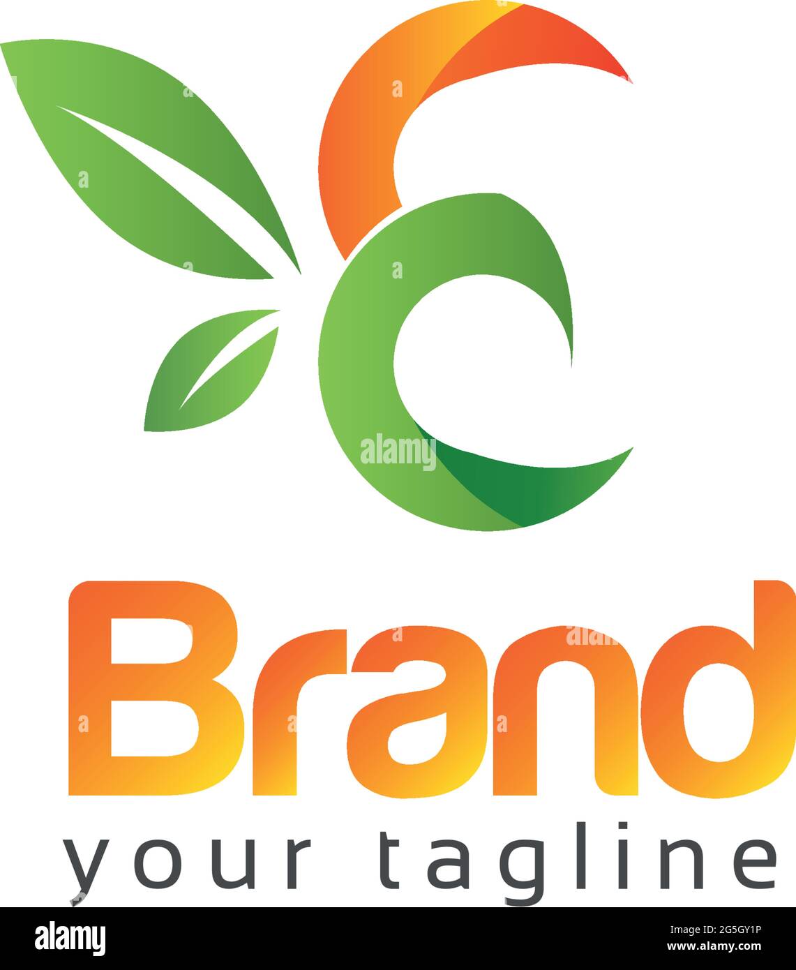Letter e with green leaf on white background. Logo Design Template ...