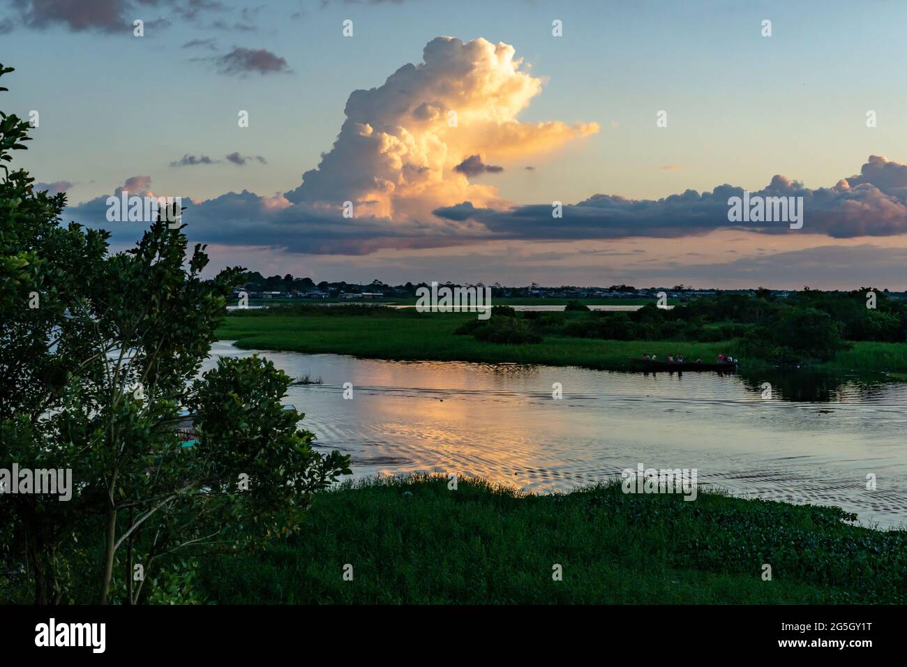 Nanay River Sunset in Iquitos, Peru Stock Photo