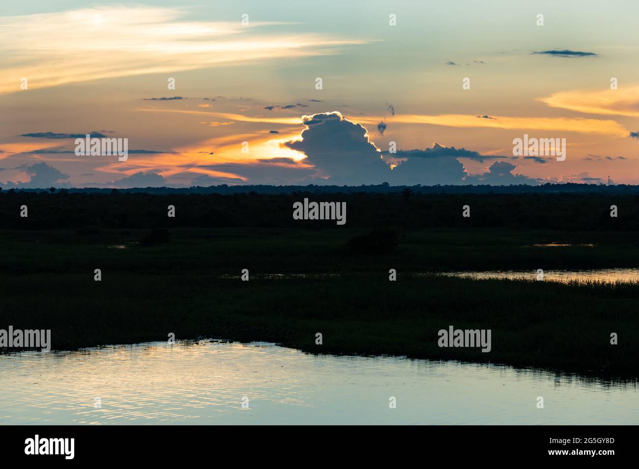 Nanay River Sunset in Iquitos, Peru Stock Photo
