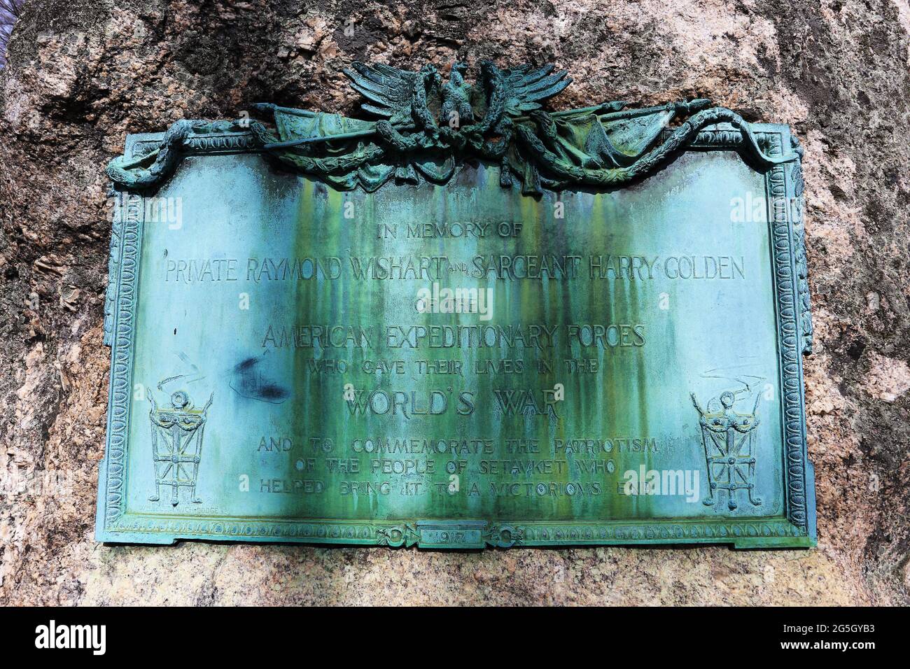 World War 1 memorial plaque Setauket Long Island New York Stock Photo