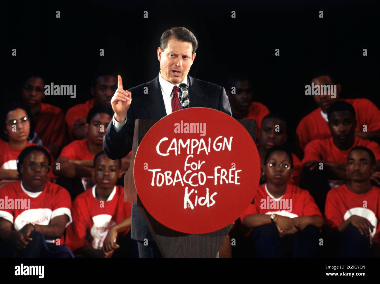 Washington, DC, USA. 31st March 1998. U.S Vice President Al Gore delivers an address during an anti-smoking event with the Campaign for Tobacco Free Kids at the White House March 31, 1998 in Washington, DC. Stock Photo