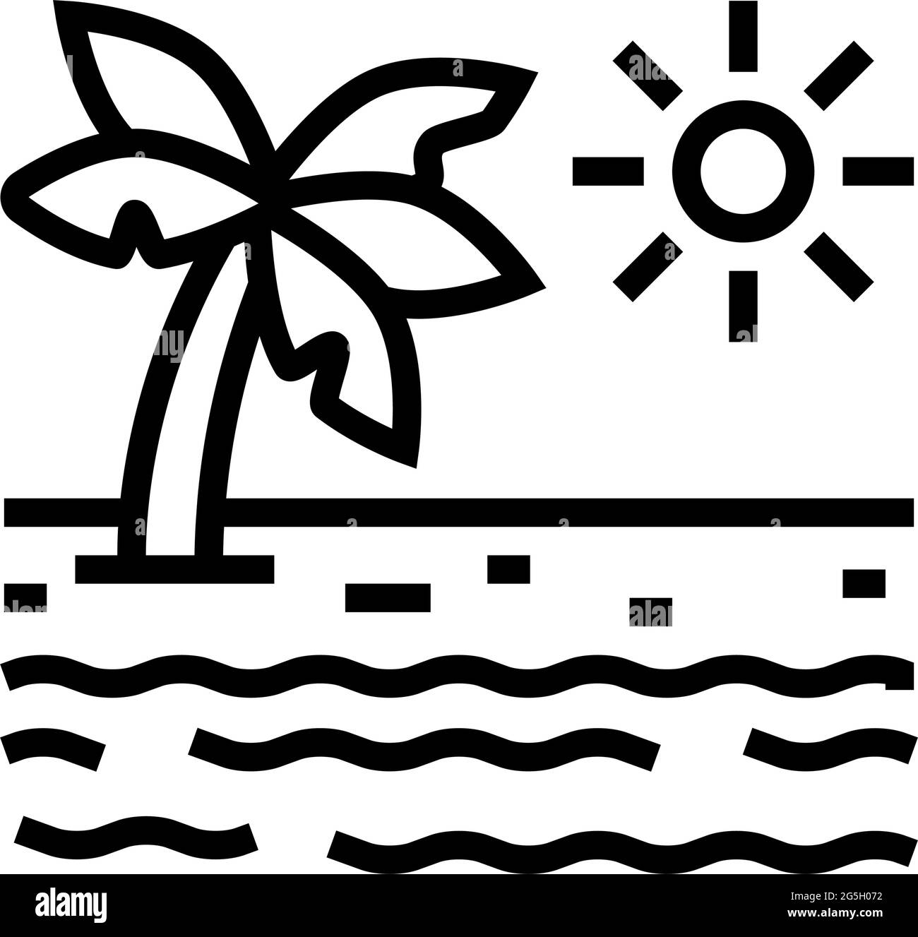 tropical beach summer line icon vector illustration Stock Vector Image ...