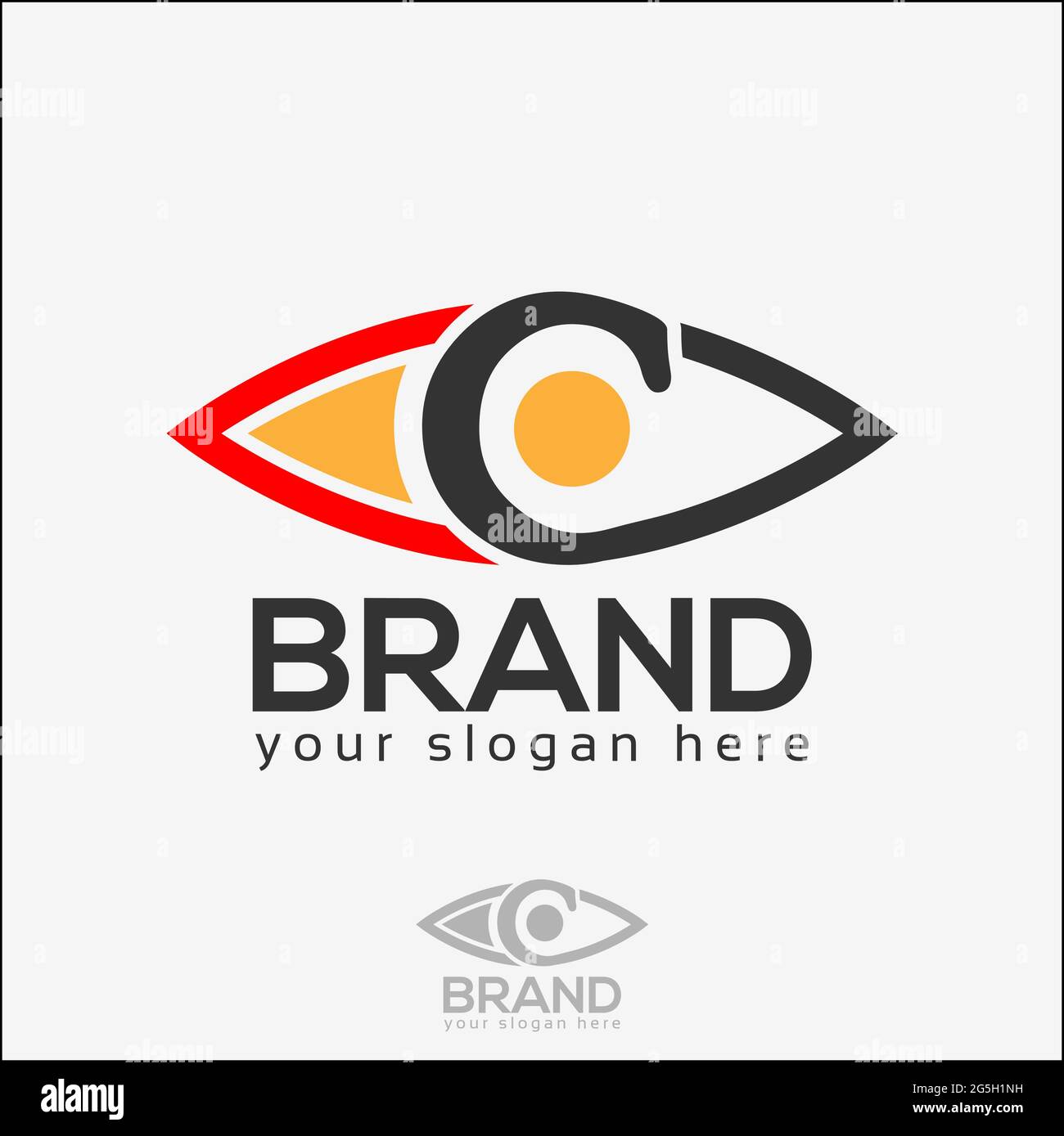 One eye logo, letter C in the eye. Eye icon. Logo Vector. Stock Vector